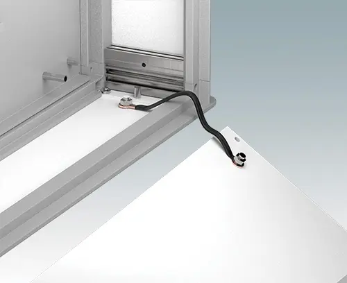 M4 pillars on all panels for earth straps (can also retain front panel when enclosure is open)